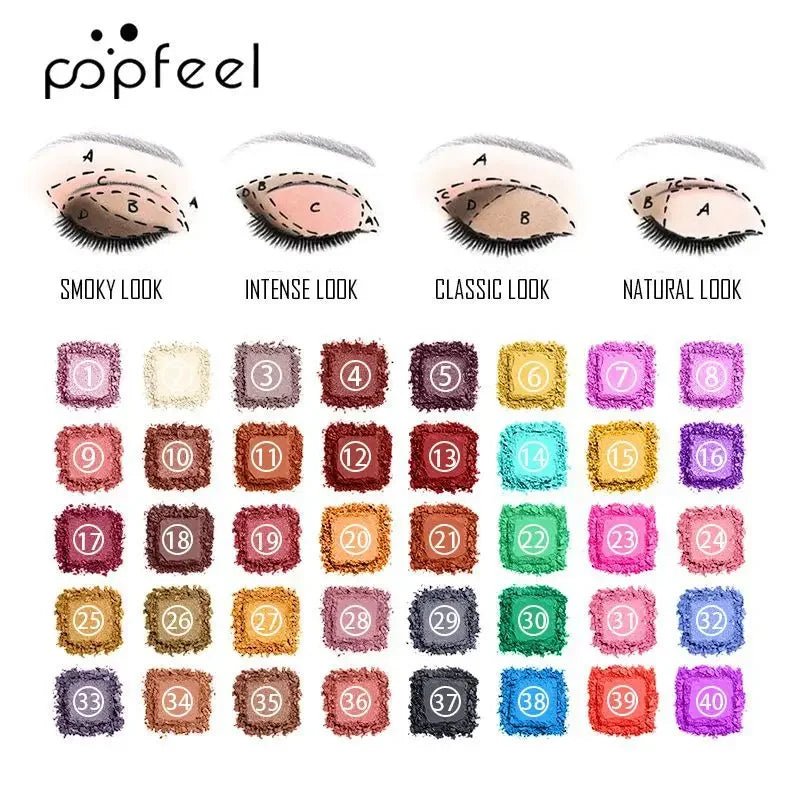 POPFEEL 40 Colors Matte Eyeshadow Palette Nude Pearlescent Eye Shadow Makeup High Pigmented Long Lasting Gifts For Women