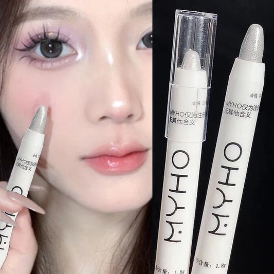 MYHO Pearlescent Matte White Highlighter Pencil Waterproof Shimmer Lasting Glitter Lying Silkworm Eyeshadow Stick Eyes Makeup