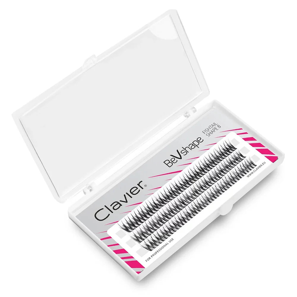 Clavier Natural Cluster Eyelash BeVshape Fishtail Shape B Curling Lash 10D Silk Soft Eyelashes Professional Makeup Tools