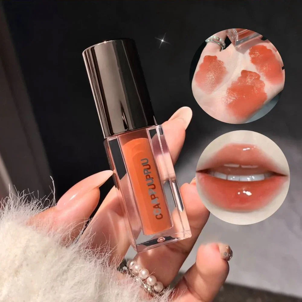 Juice Red Mirror Lip Gloss Clear Moisturizing Hydrating Water Light Glass Jelly Lip Glaze Oil Lipstick Lip Tint Korean Cosmetics