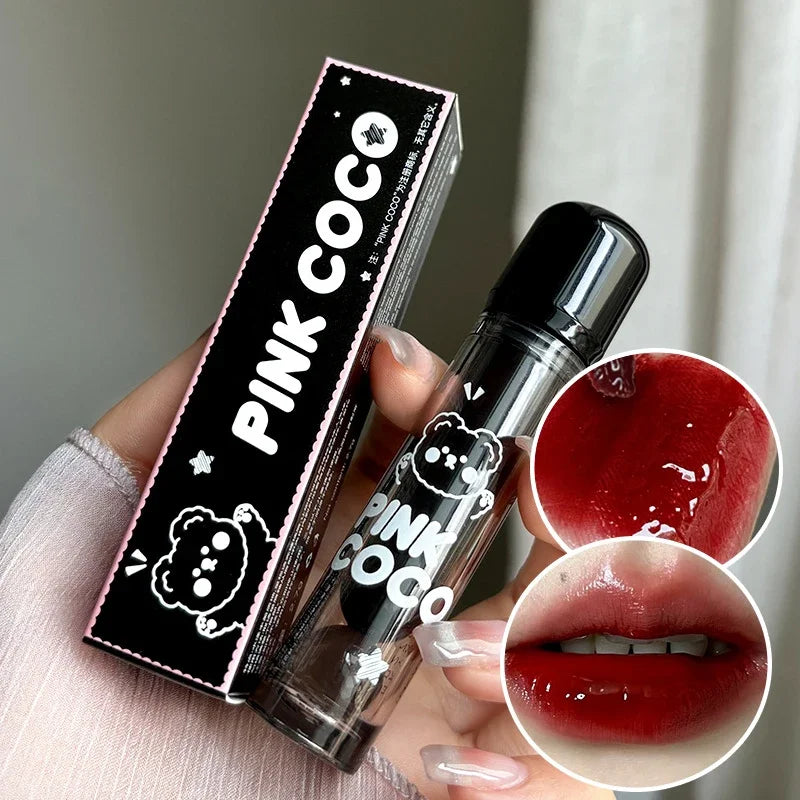 Mirror Glass Lip Tint Punk Dark Red Lip Inks Juice Lip Glaze Water Light Clear Lipstick Non Stick Cup Liquid Liptint Makeup