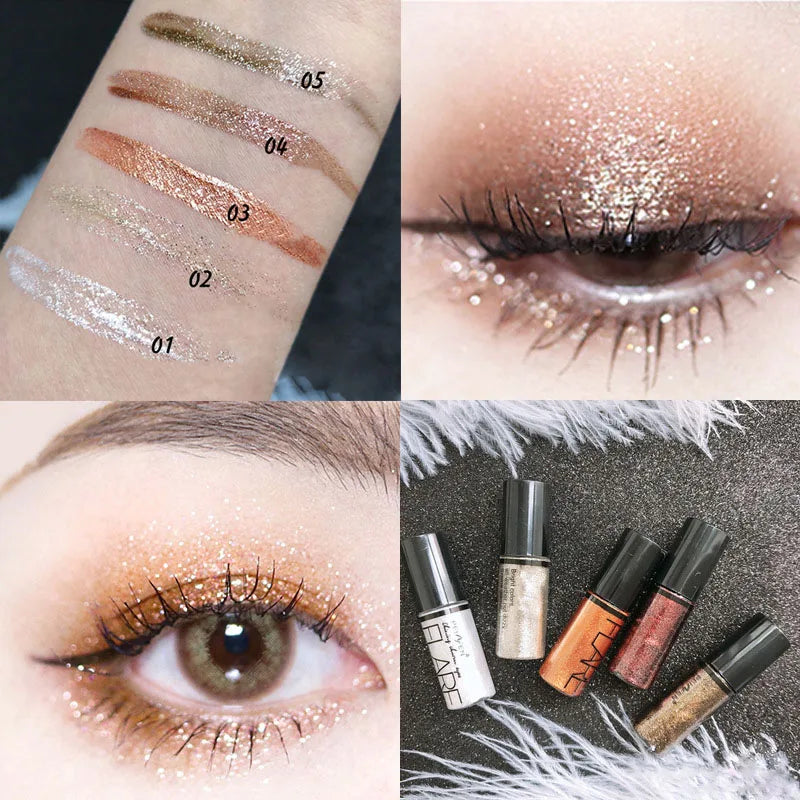 Professional Shiny Liquid Eye shadow Eyeliner Cosmetics for Women Pigment Silver Rose Gold Color Glitter Makeup