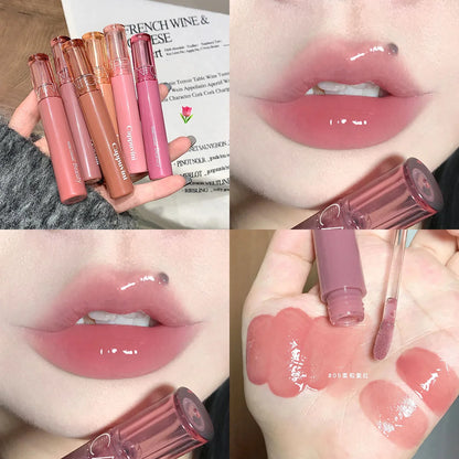 Cappuvini Juice Jelly Lip Gloss Long Lasting Moisturizer Water Light Lipstick Mirror Gloss Lipstick Affordable Makeup