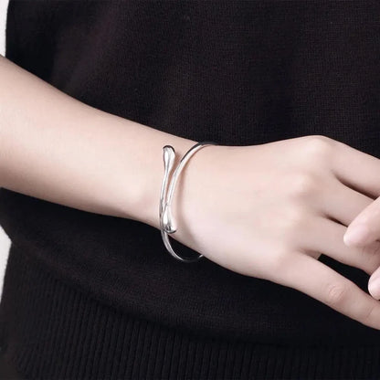 Charm 925 Sterling Silver Bracelets for Women fine Water droplets bangles lady Fashion Wedding Party Christmas Jewelry