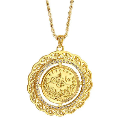 Turkish Coin Pendant Necklace Slid Chain Gold Plated Women Chain Necklace Design Royal Wedding Jewelry