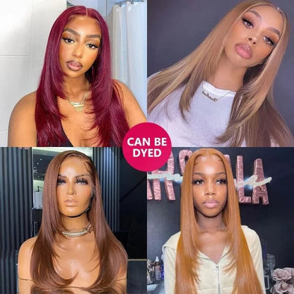 Brazilian Remy Layered Wig Human Hair 16-24 Inches Lace Layered Cut Straight Wig  For Women 4x4 13x4 Lace Front Human Hair Wig