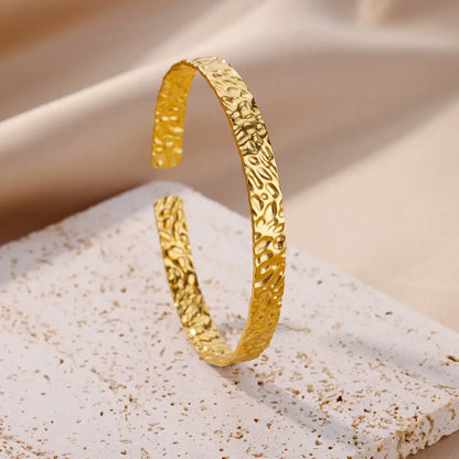 Gold Color Bangle Bracelet for Women Open Adjustable Stainless Steel Cuff Bracelets Trend Couple Jewelry