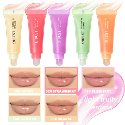 QIBEST Fruit Lip Balm Long Lasting Jelly Gel Moisturizing Nourish Lip Gloss Makeup For Women Lip Care Lip Mask Korean Cosmetics