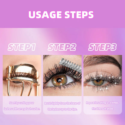 QIBEST Glitter Mascara Quick Dry Curling Extension Diamond Shimmer Mascara Eyelashes Lengthening Beauty Eyes Cosmetics For Women