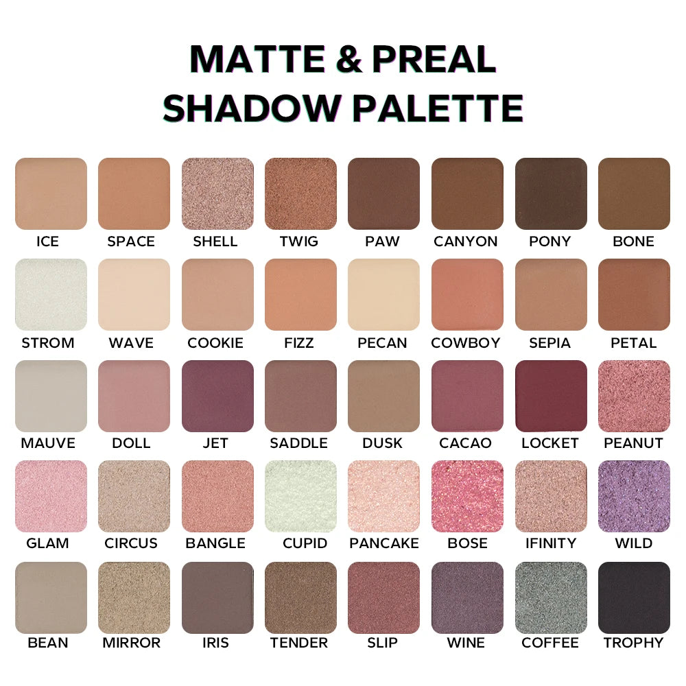 40 Color Eyeshadow Palette, Earth Color Smokey Punk Eyeshadow Powder, Matte & Shimmer & Pearly High Pigmented Eye Cosmetics