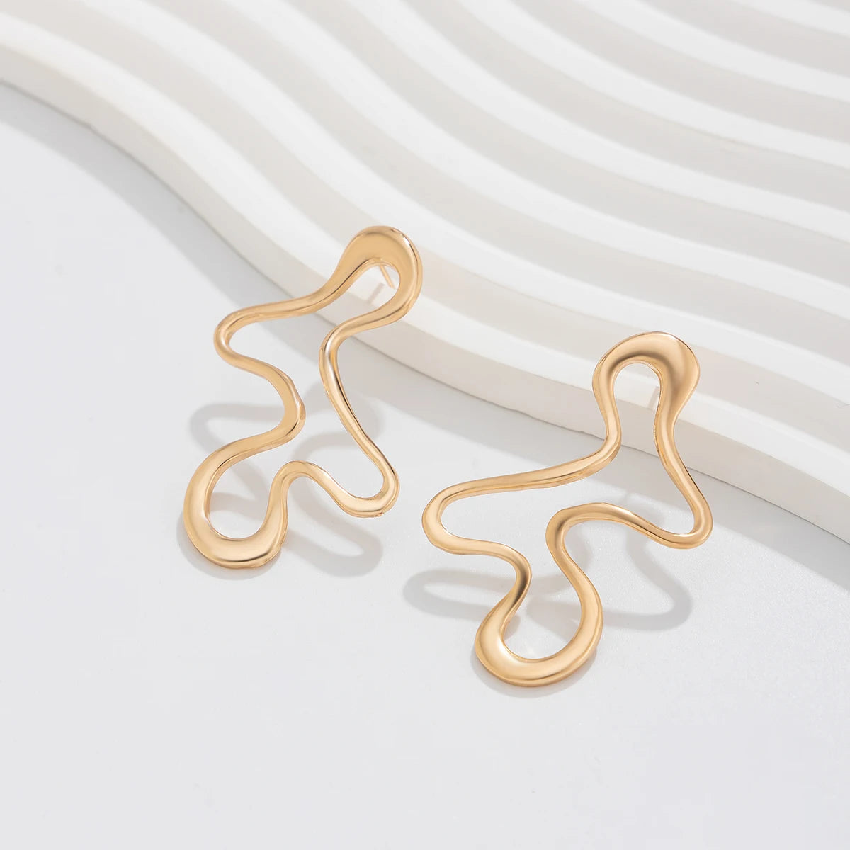 IngeSight.Z Minimalist Irregular Hollow Geometry Metal Stud Earrings Punk Statement Gold Color Earring Women's Charm Ear Jewelry