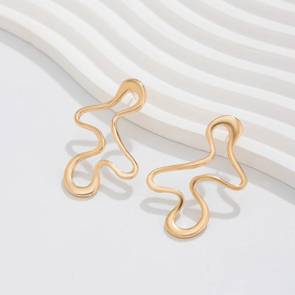IngeSight.Z Minimalist Irregular Hollow Geometry Metal Stud Earrings Punk Statement Gold Color Earring Women's Charm Ear Jewelry