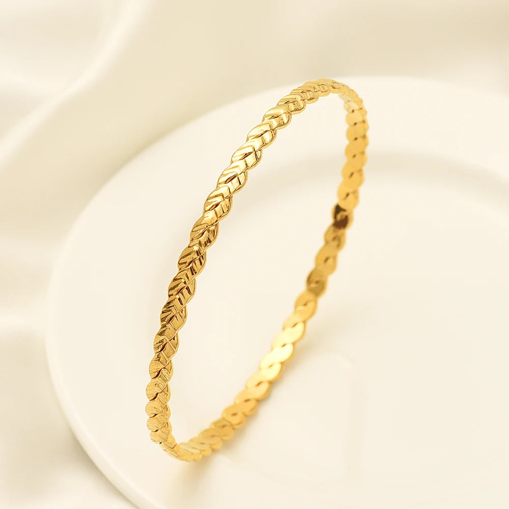 Dubai Gold Color Bangles For Women 18K Gold Plated  Bracelets Charm Party Jewelry