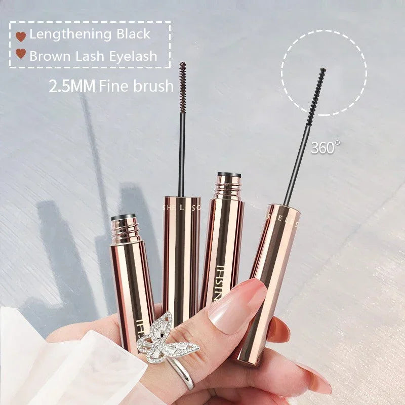 Silk Fiber Matte Mascara Makeup Ultra-Fine Brush Lengthens Eyelashes Waterproof Fast Dry Brown Black Curling Mascara Cosmetic