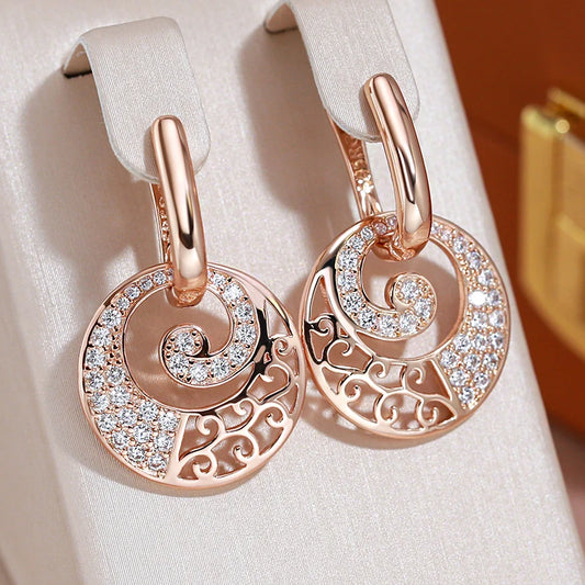 JULYDREAM Hollow Round Pendant Paved Zircon Separable Earrings Gold Color Women Luxury Jewelry