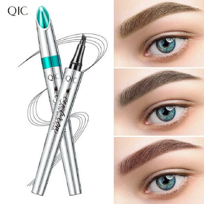 QIC Four-Claw Sketch Eyebrow Pencil Black Brown Gray Liquid Eye Brow Pencil Waterproof Long Lasting 3d Microblading Eyebrow Pen