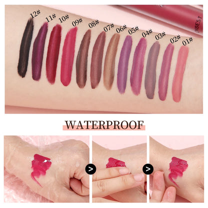 Matte Velvet Lipgloss Waterproof Long-lasting Liquid Lipstick Cosmetic Beauty Keep 24 Hours Long Lasting No Fade Makeup