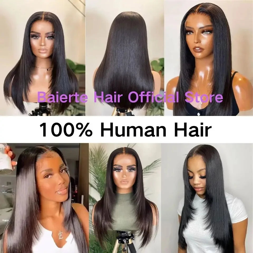 Brazilian Remy Layered Wig Human Hair 16-24 Inches Lace Layered Cut Straight Wig  For Women 4x4 13x4 Lace Front Human Hair Wig