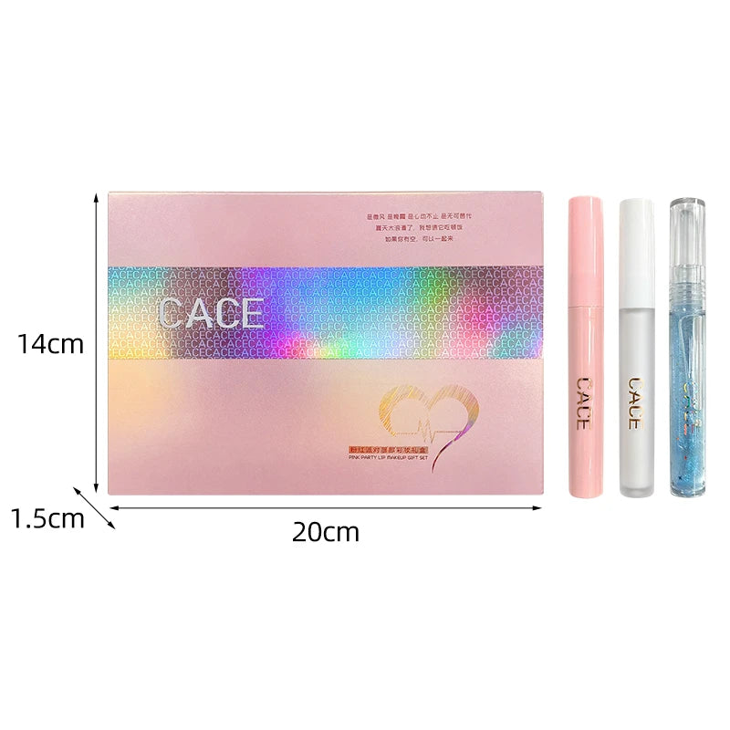 6 PCS Lips Makeup Sets Matte Liquid Lipstick Waterproof Long lasting Lipgloss Lip Balm Plumper Moisturzing Lip Oil Necklace Gift