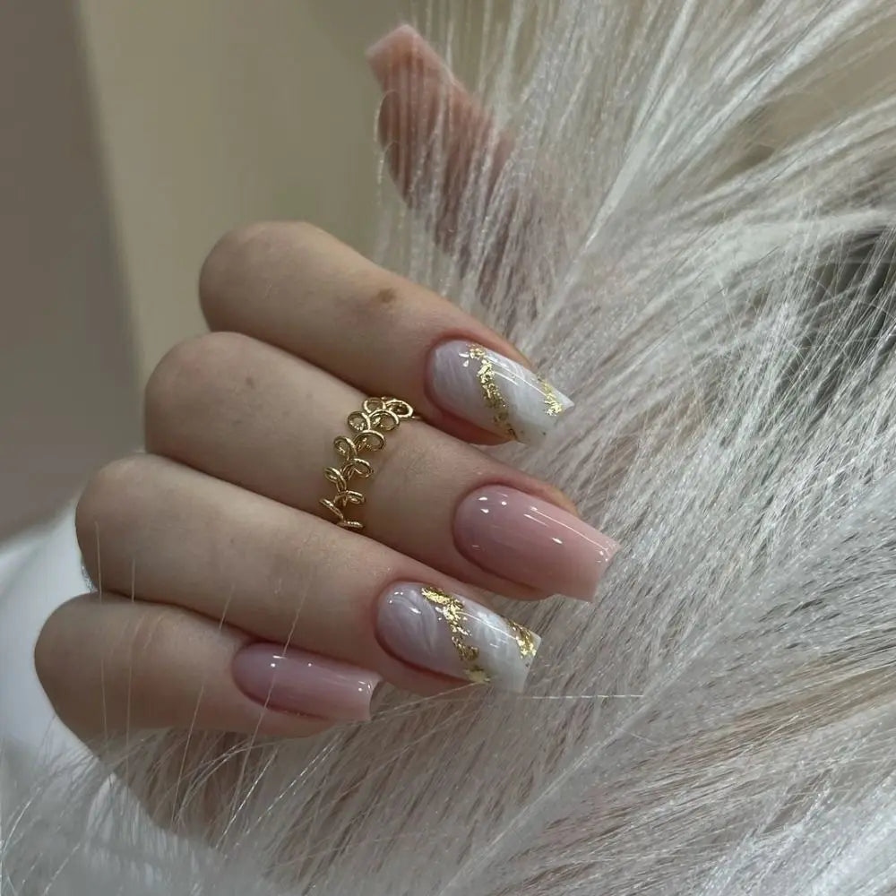 24pcs Long Ballet Fake Nails French Gradient False Nail Waterproof Faux Fingernails Red Snake Pattern Design Press on Nail Tips
