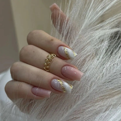 24pcs Long Ballet Fake Nails French Gradient False Nail Waterproof Faux Fingernails Red Snake Pattern Design Press on Nail Tips