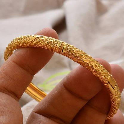 Luxury Vintage Gold Plated Bangles For Bridal Wedding Jewelry