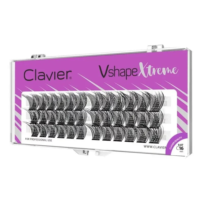 CLAVIER New Arrival Vshape Xtreme Cluster Eyelashes C curling 48 Clusters In One Tray Wide Stem Individual Lash