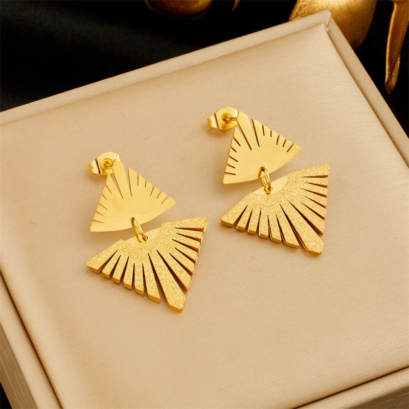 DIEYURO 316L Stainless Steel Heart Butterfly Leaf Drop Earrings For Women Girl Fashion Anti-rust Ear Jewelry