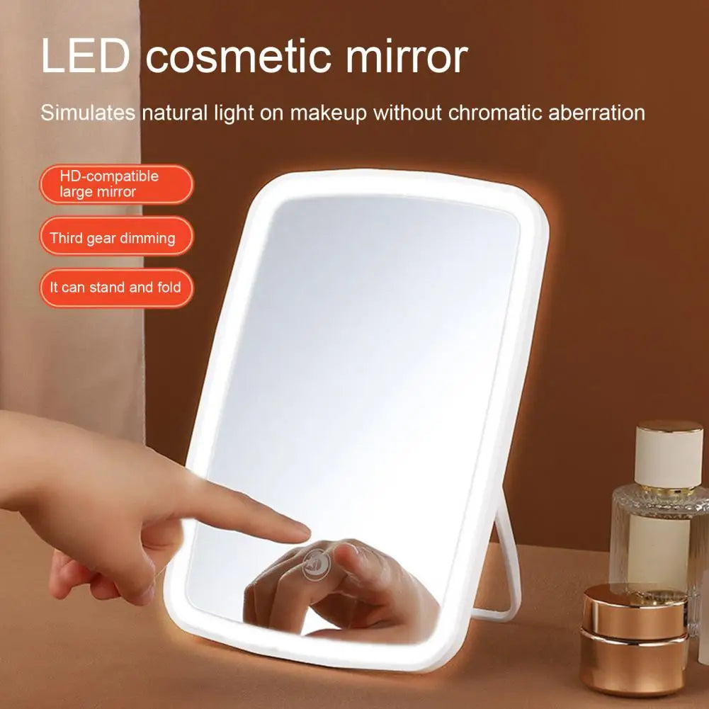 USB Rechargeable Portable Compact LED Vanity Mirror with Touch Screen Dimming Makeup Mirror