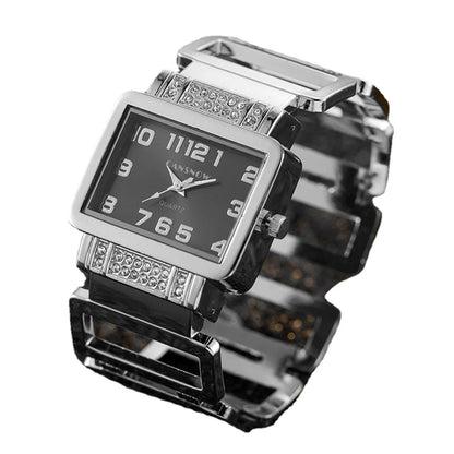 Women's Watch Luxury Gold and Silver Bracelet Watch Personalized Women's Rectangular Dial Clock