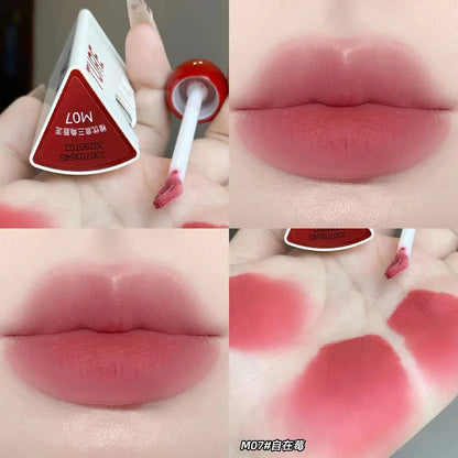 CHIOTURE Triangle Lip Mud Non-sticky Longlasting Matte Lip Gloss Cinnamon Milk Tea Color Lip Gloss Lipstick Cosmetics Free Ship