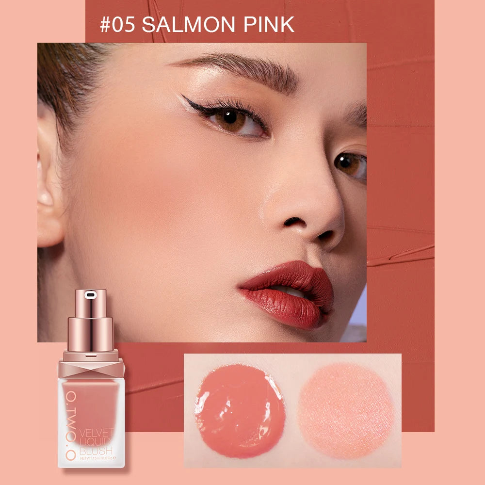 O.TWO.O Liquid Blusher Rose Pink Blush Long Lasting Natural Cheek Face Makeup Blusher For Women Cosmetics