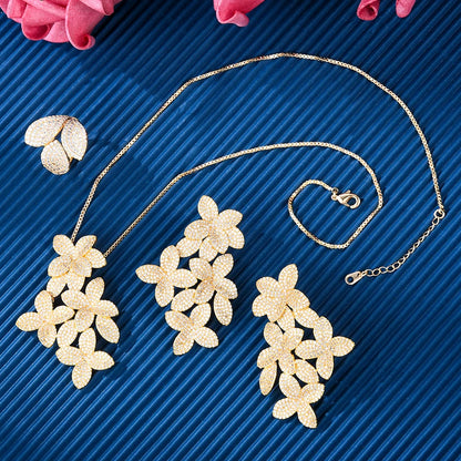 GODKI  Fashion Luxury Flower Jewelry Sets For Women Wedding & Party Full Zircon Dubai Bridal Necklace Earring
