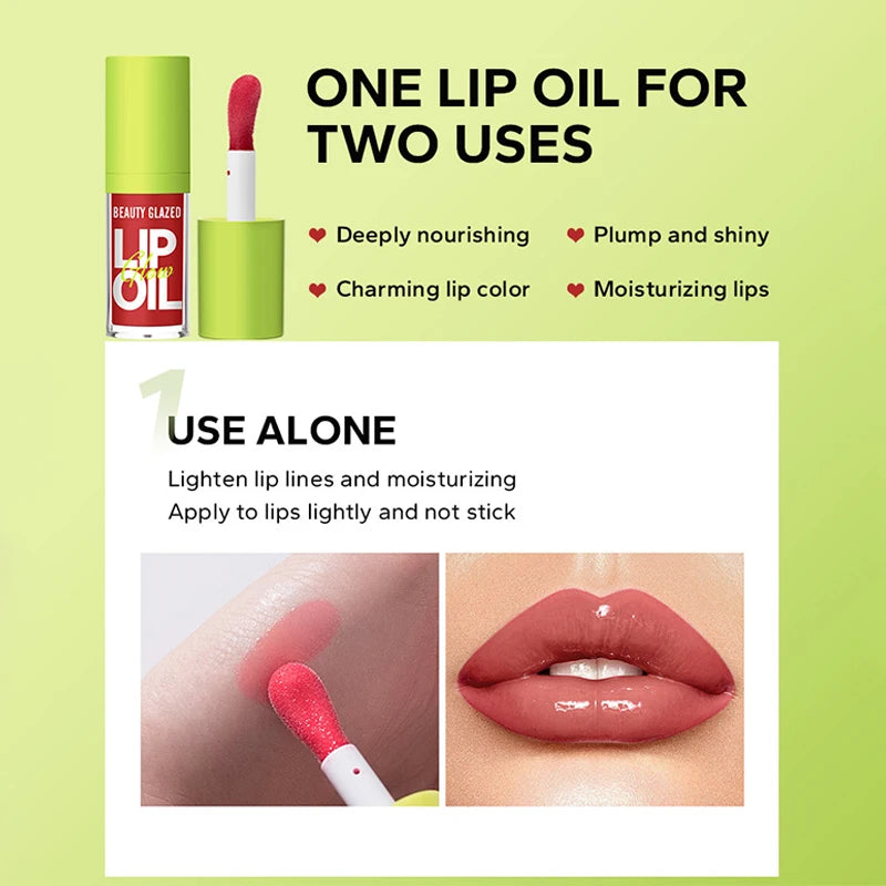 Hydrating Moisturizing Lip Oil Transparent Mirror Gloss Lip Plumper 24 Hours Natural Nourishing Non Drying Lipstick