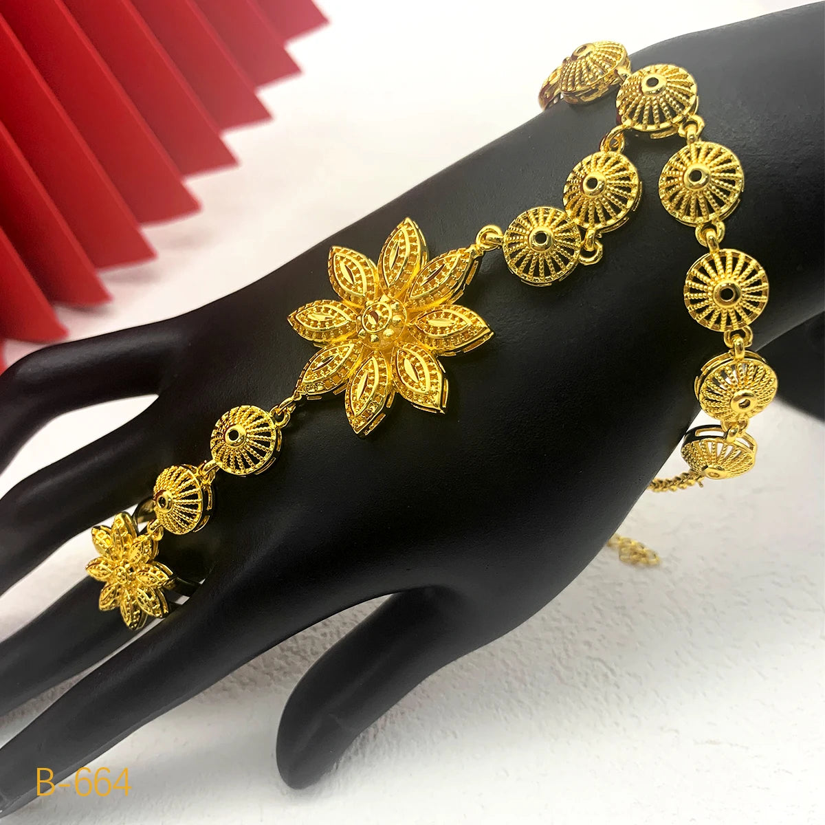 Turkish Coin Bracelet with Ring 24k Gold Plated Tassel Bangle Party Event Accessories Gift