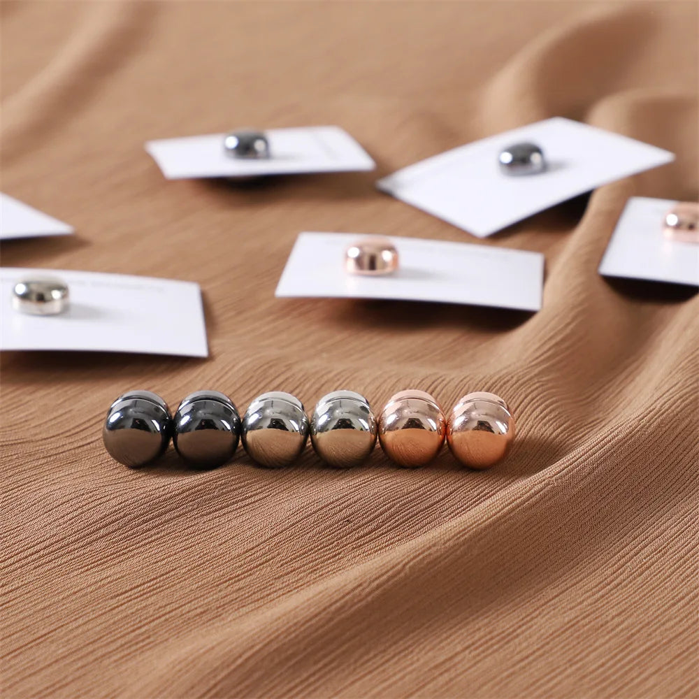 Glossy Surface No Snag Magnet Brooch Alloy Strong Magnetic Buttons Round Shawl Dual-use Collar Clip