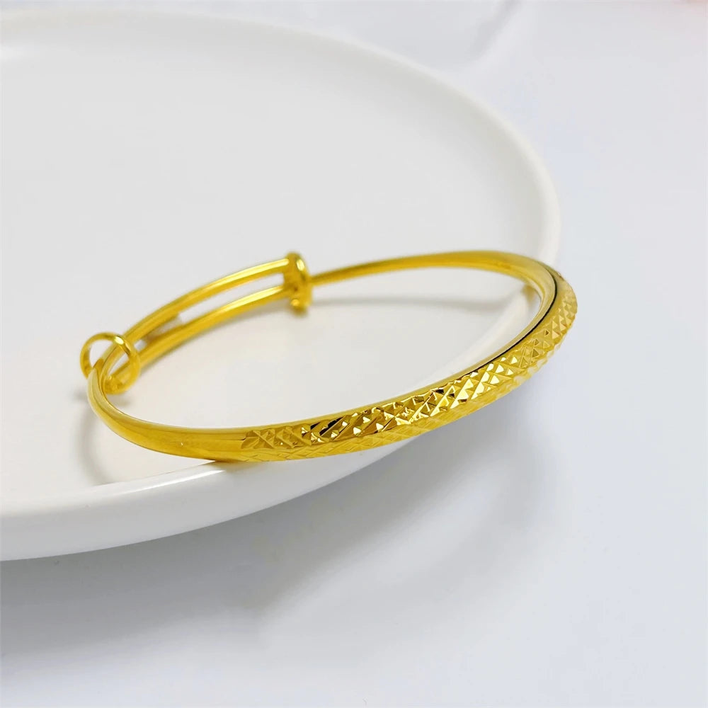 Women's Hand Bracelet Stainless Steel Gold Color Cuff Bangles Adjustable Wristband Trendy Jewelry Accessories