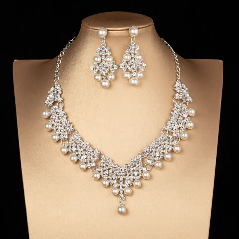 New Arrival  Women Fashion Jewelry Set Wedding Bridal Crystal Necklace Earrings Set
