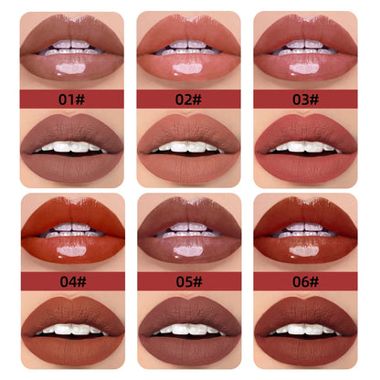 QIBEST Double Head Lip Gloss Matte Velvet Sexy Beautiful Tint Liquid Lipstick Waterproof Lip gloss Lasting Lip Glaze Korean  Cosmetics