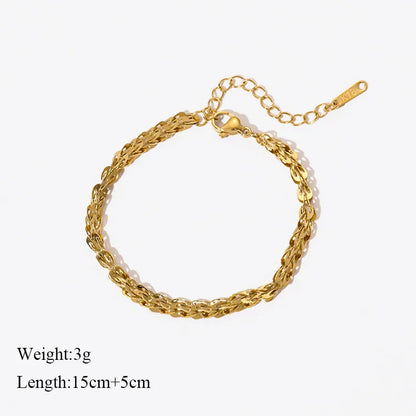 EILIECK Stainless Steel Gold Color Bracelet for Women Simple Style Link Chain Bangle Trendy Fashion Non-fading Jewelry