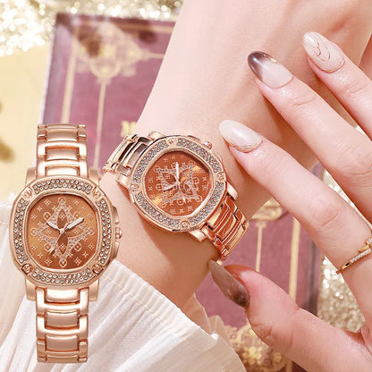 Gold Stainless Steel Fashion Women Watches New Luxury Ladies watches Rome Quartz Watch