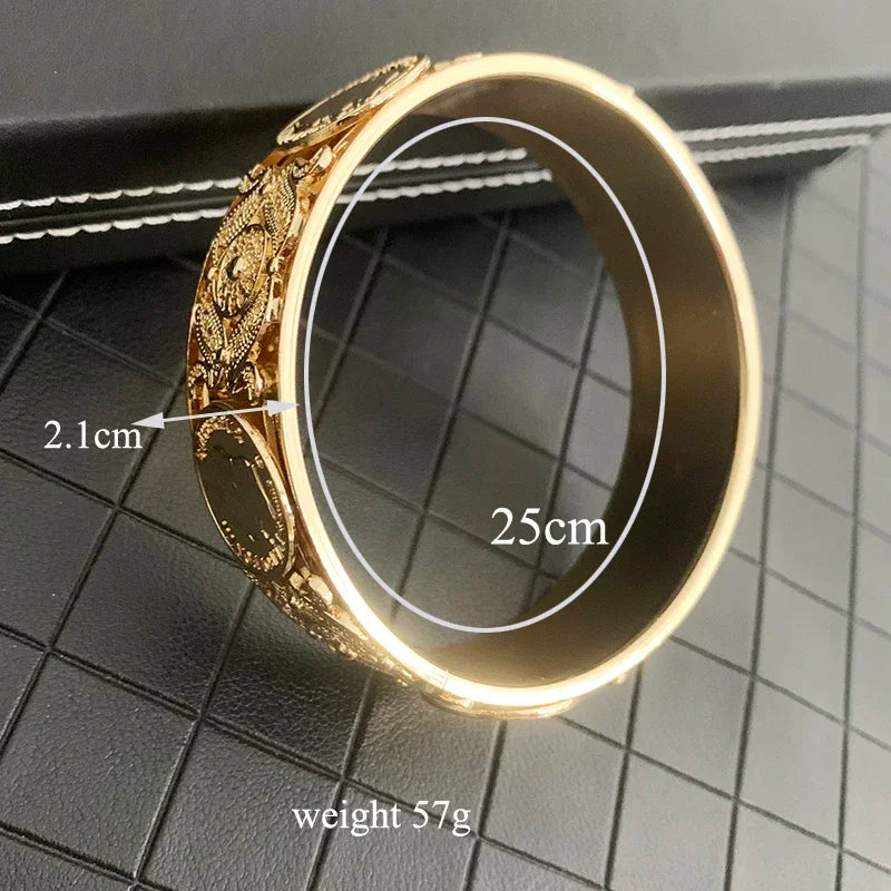 Bridal Bracelet Coin Gold Plated Bracelet Ethnic Jewelry Ladies Side Cuff Bracelet Party
