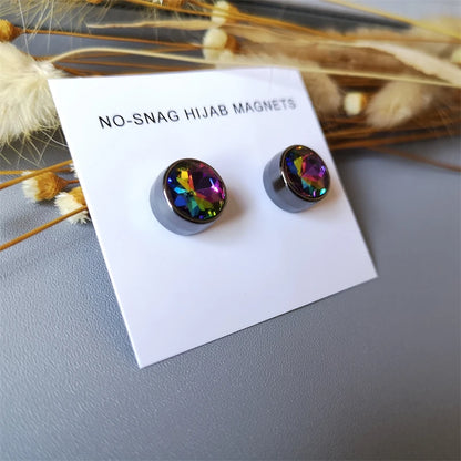 Multi-Use Fancy Color Crystal No Snag Hijab Magnets Magnetic Brooches Round Pins For Women Jewerly