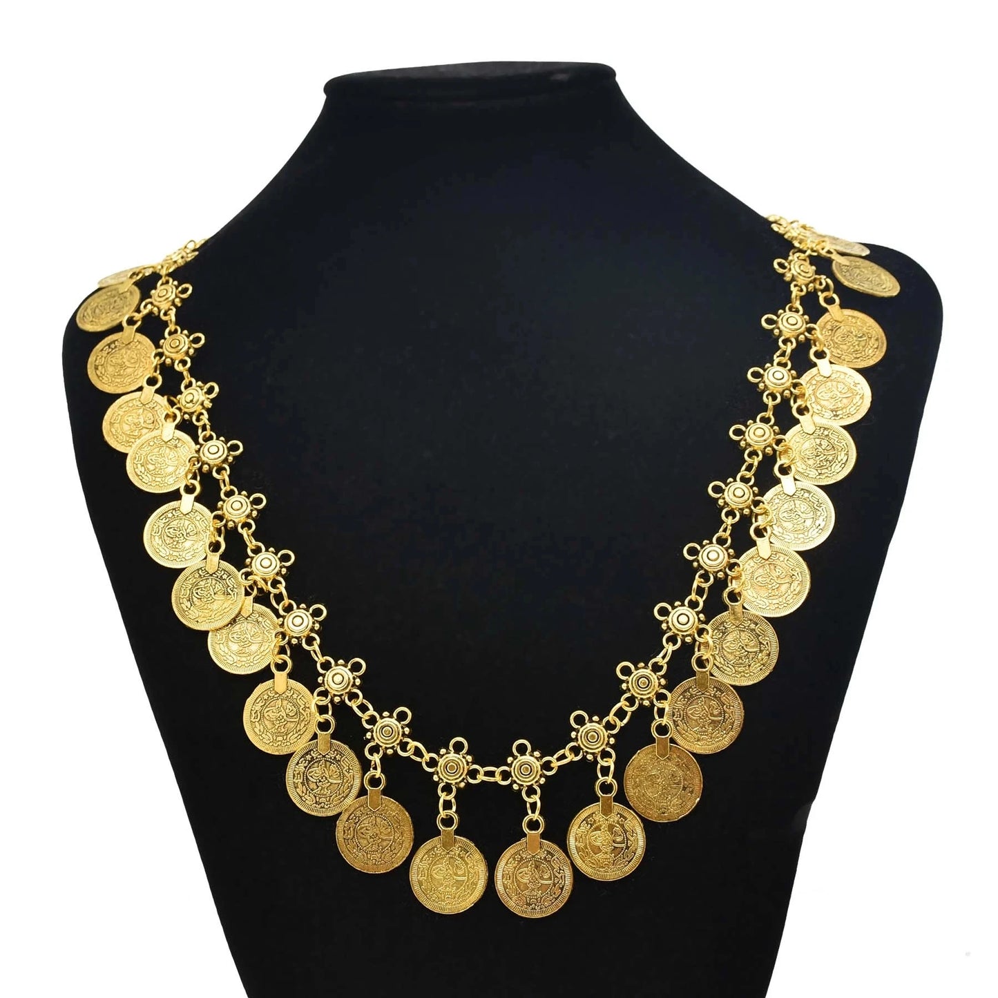 Traditional Turkish Coins Tassel Pendant Necklace for Women Vintage Gypsy Ethnic Tribal Choker Collar Statement Jewelry
