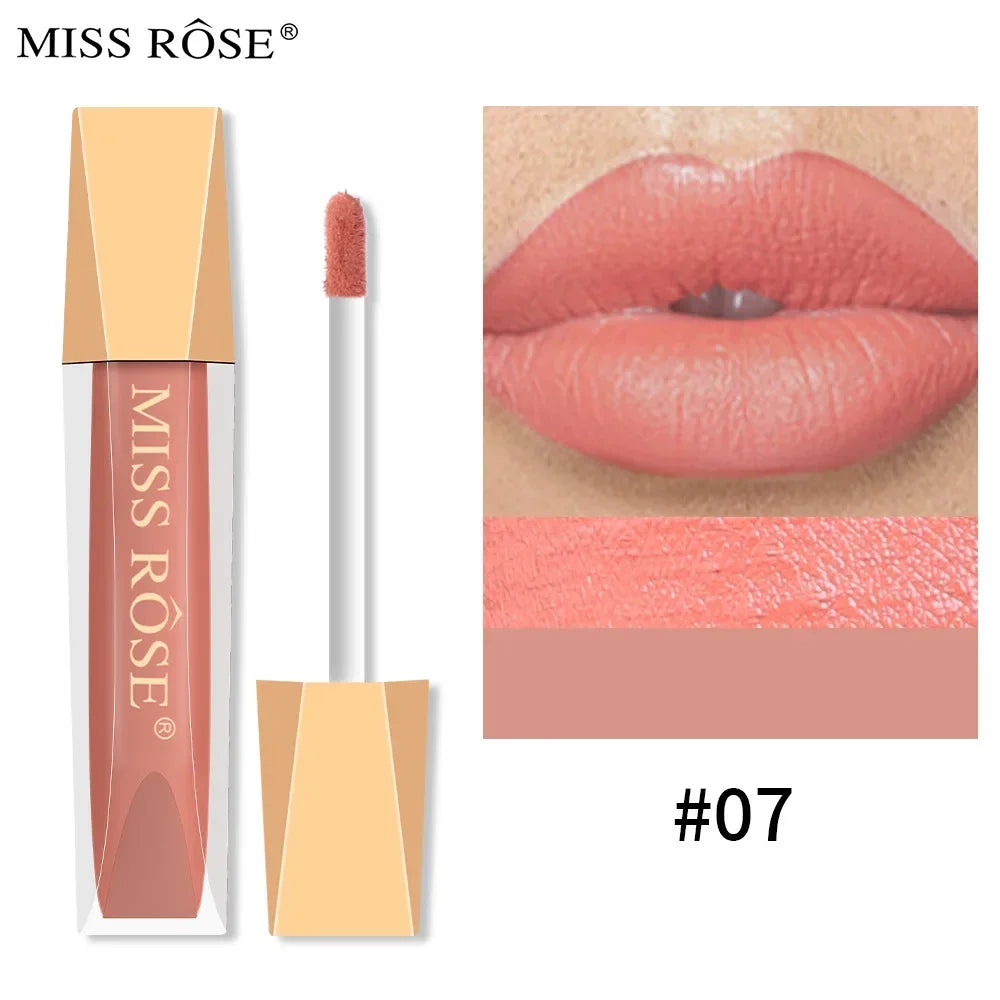 Miss Rose 16 Color Long Lasting Waterproof Velvet Matte Lip Glaze Lipstick Makeup Non-Stick Glitter Lip stick Lip Gloss Cosmetic