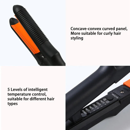 RUCHA Curved Plate Hair Cruling Irons Ceramic Hair Curler Straightener PTC Heater Crescent Panel Flat Iron Fast Heat Straight Styler