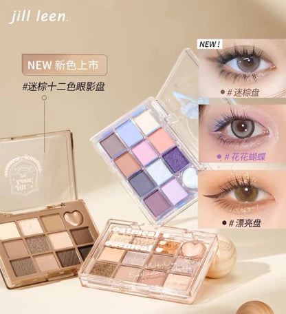 JILL LEEN Flower Butterfly Twelve-Color Eyeshadow Palette Matte Milk Tea Earth Makeup