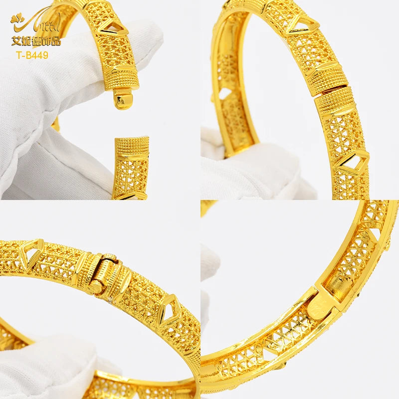ANIID Luxury Dubai Gold Color Bangles For Women 24K Gold Plated Indian African Bracelets Charm Wedding Ethiopian Arabic Jewelry