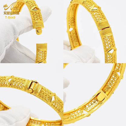 ANIID Luxury Dubai Gold Color Bangles For Women 24K Gold Plated Indian African Bracelets Charm Wedding Ethiopian Arabic Jewelry