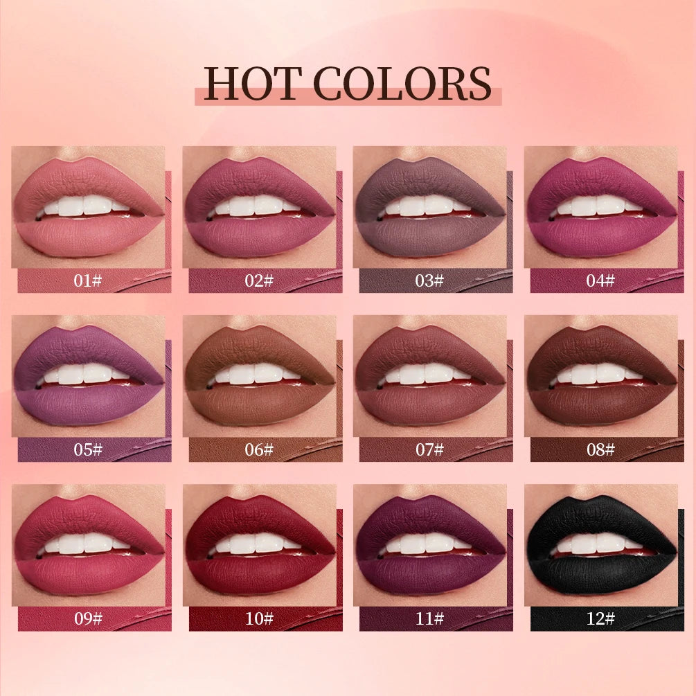 Matte Velvet Lipgloss Waterproof Long-lasting Liquid Lipstick Cosmetic Beauty Keep 24 Hours Long Lasting No Fade Makeup